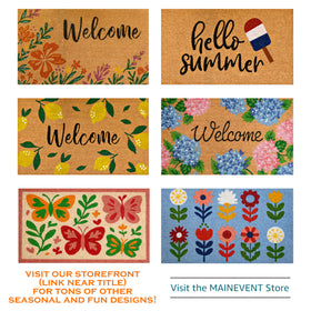 MAINEVENT Hydrangea door mat sturdy natural coir for high-traffic entry
