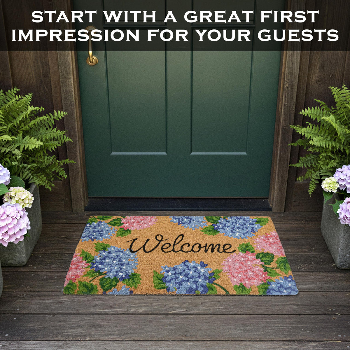 MAINEVENT Hydrangea door mat vibrant floral pattern for spring and summer