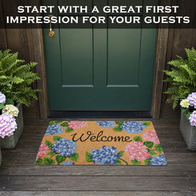 MAINEVENT Hydrangea door mat vibrant floral pattern for spring and summer