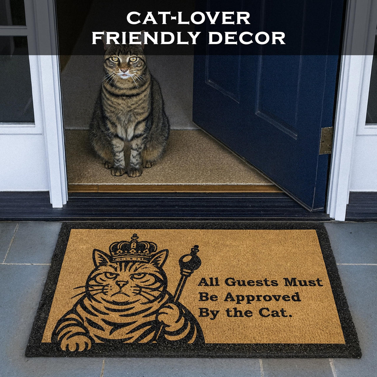 MAINEVENT Kitten welcome mat close-up highlighting humorous feline design