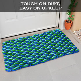 MAINEVENT Lobster Rope Mat Seafoam outdoor use on busy porches and entrances
