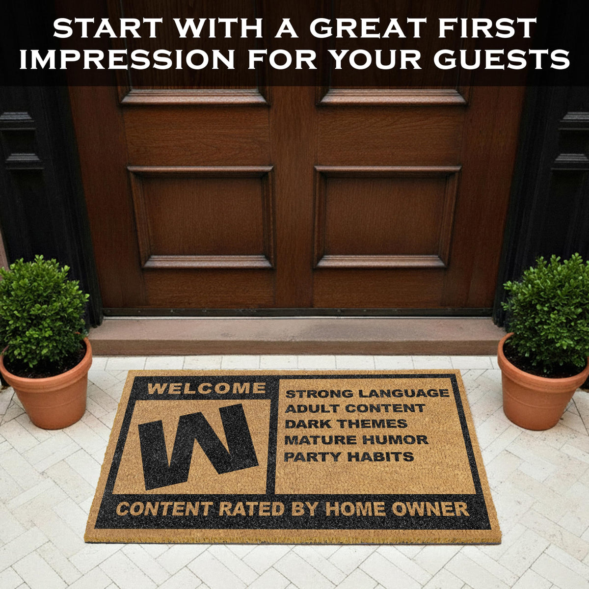 MAINEVENT mature rating door mat blends humor with trusted durability.