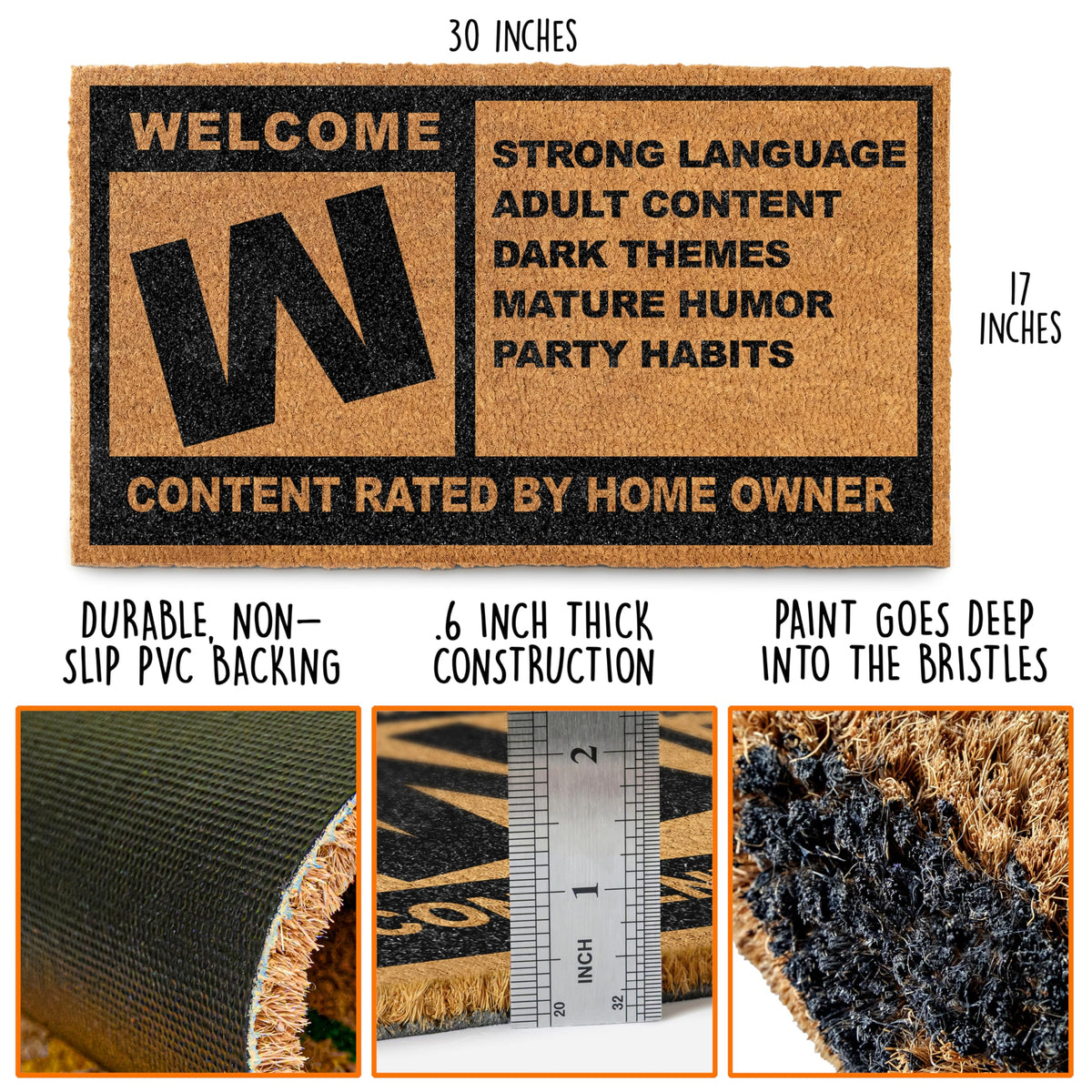 MAINEVENT Welcome Home mat shows mature message for fun, nerdy arrivals.