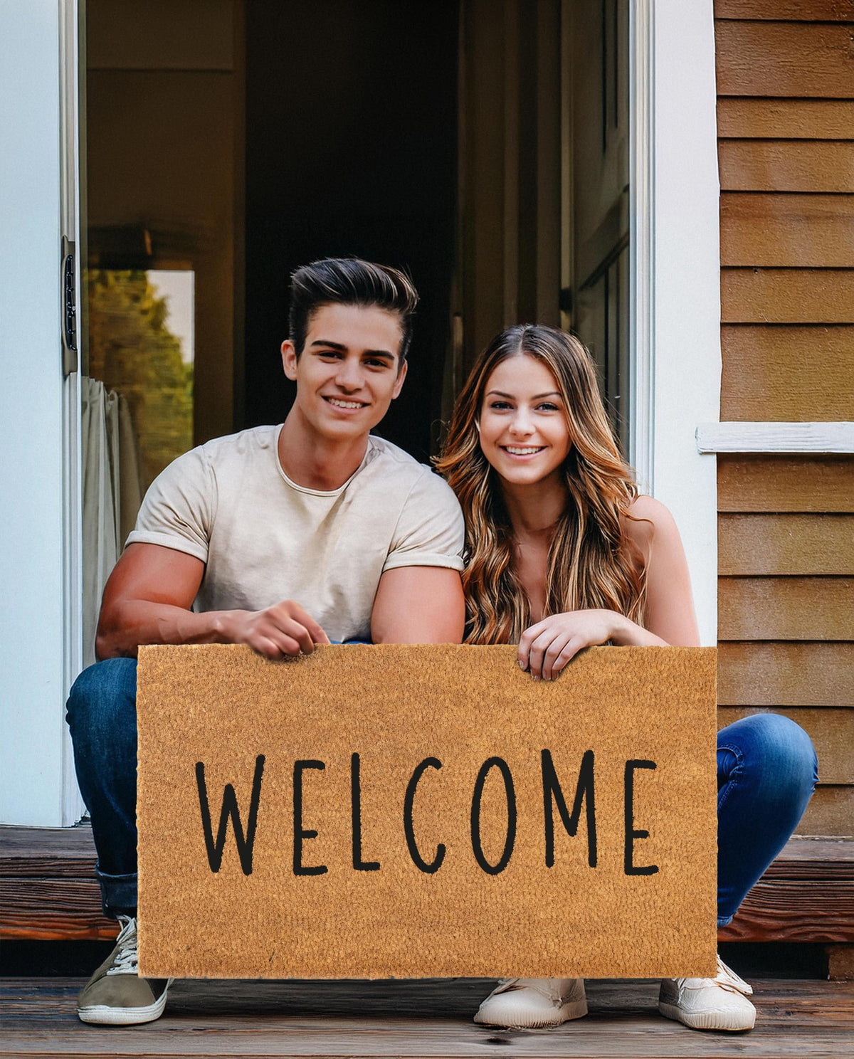MAINEVENT Welcome Mat Outdoor thick fiber height demonstrates premium durability.