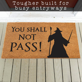 MAINEVENT You Shall Not Pass doormat with non-slip backing, ideal for busy entryways