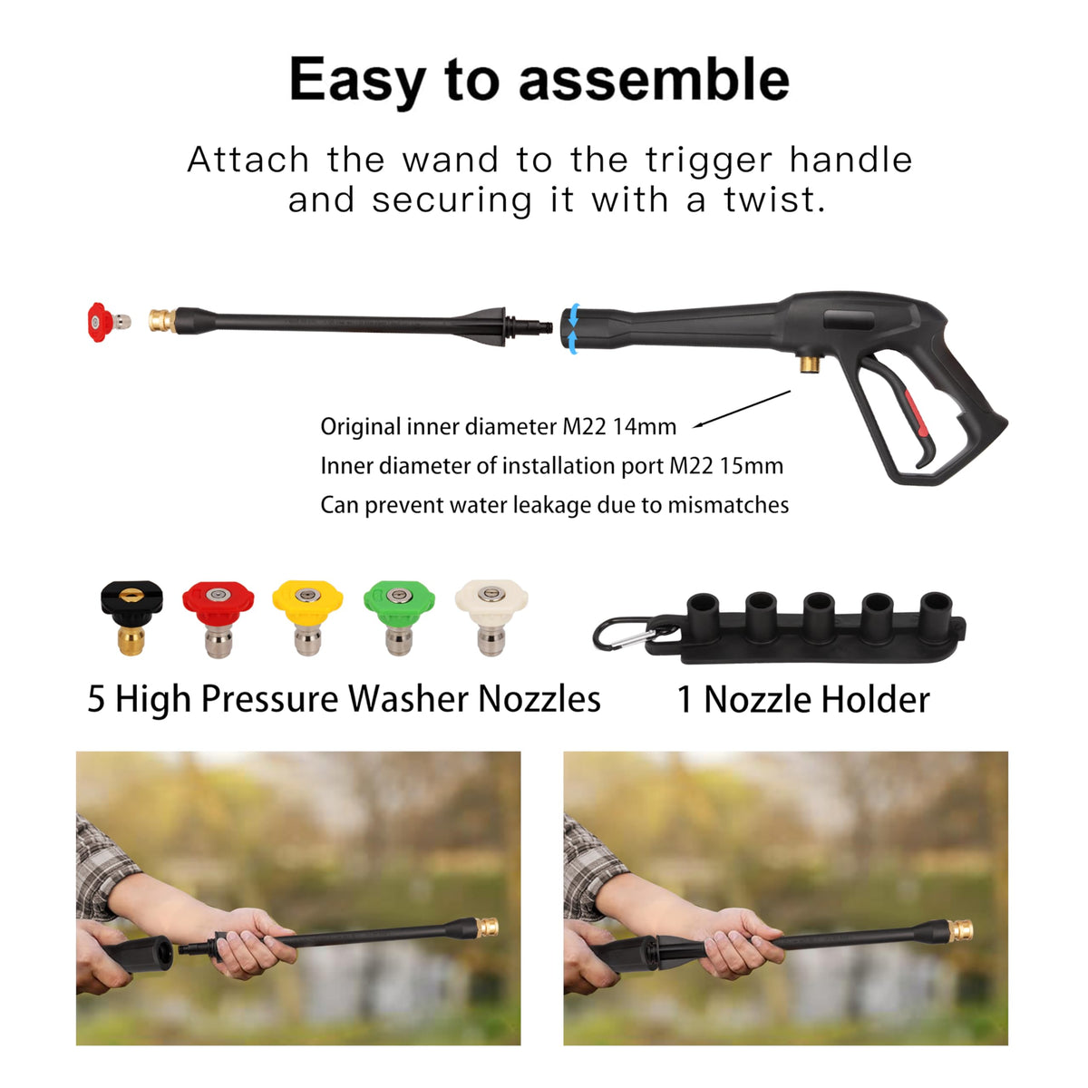 Mairbear pressure washer spray wand 16 inch for extended reach and thorough rinse.