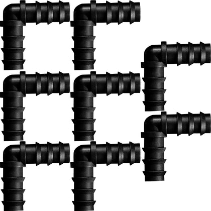 Maitys 8-piece drip irrigation fittings with elbow connectors for gardens.