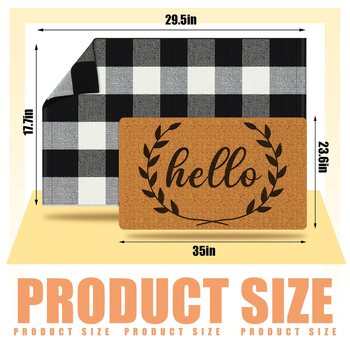 Maitys buffalo plaid front-door mat, rustic checkered style that hides dirt between cleanings.