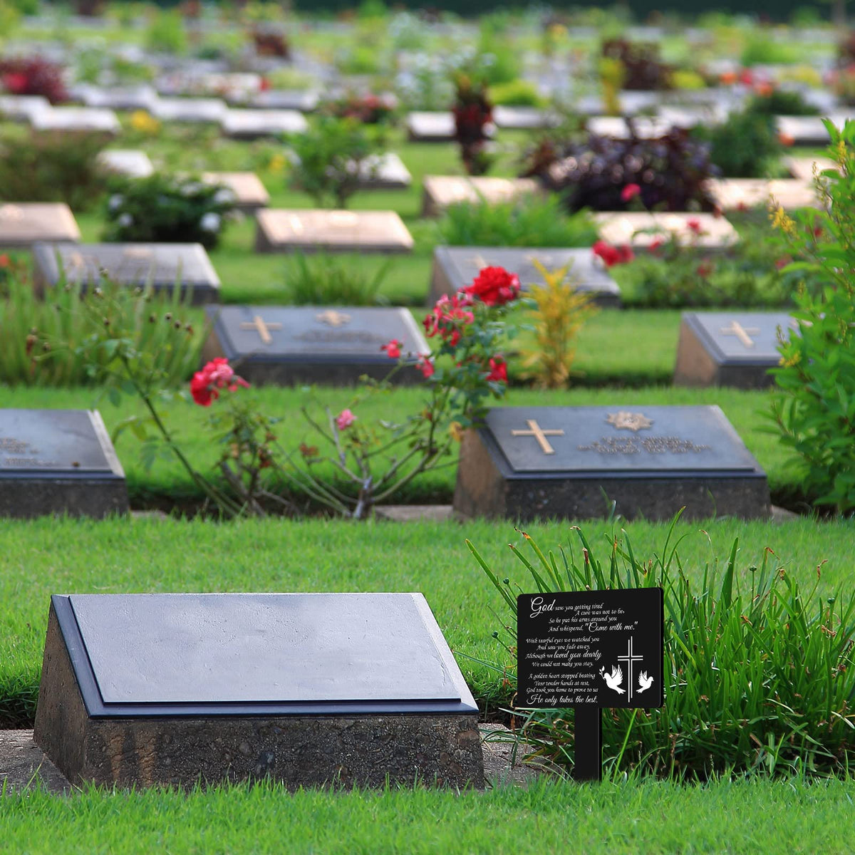 Maitys dove-cross motif conveys sympathy while remaining elegant and readable