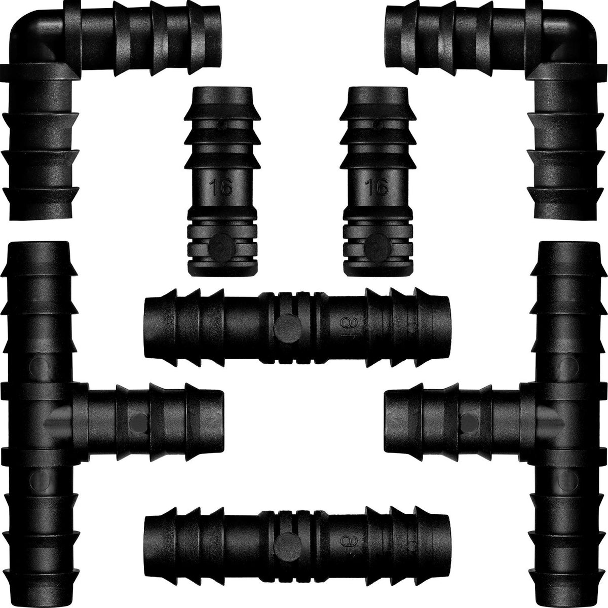 Maitys 8-piece drip irrigation fittings pack for versatile garden connections.