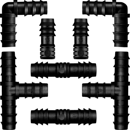 Maitys 8-piece drip irrigation fittings pack for versatile garden connections.