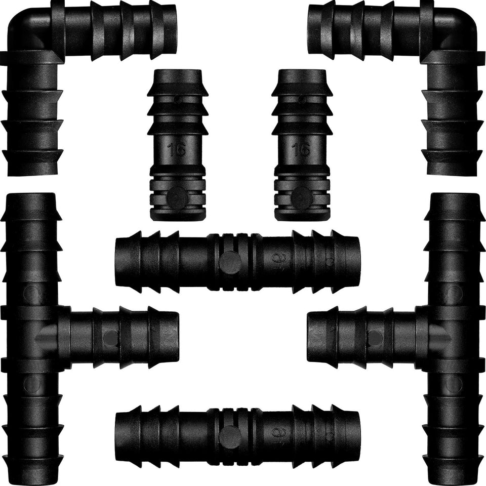 Maitys 8-piece drip irrigation fittings pack for versatile garden connections.
