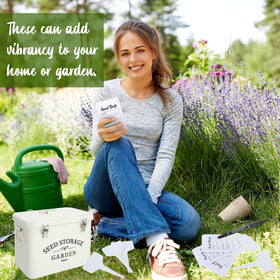 Maitys garden seed storage set displayed in elegant beige box.
