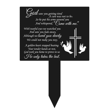 Maitys memorial plaque stake with dove design for serene cemetery decor