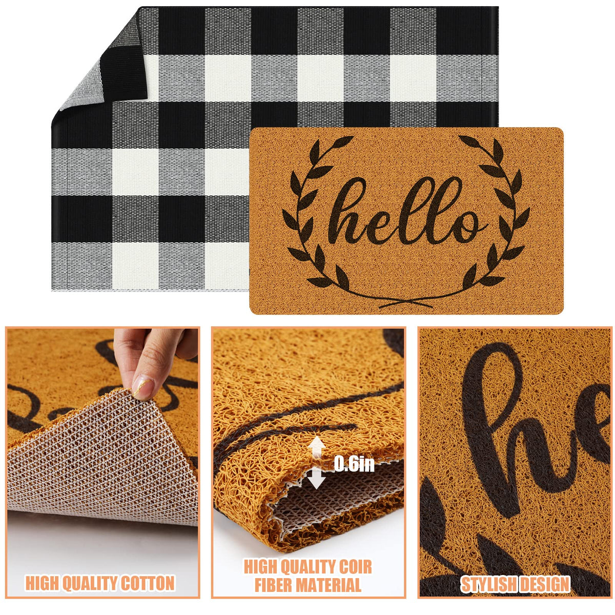 Maitys non-slip front door mat with rubber backing enhances safety at entryways.