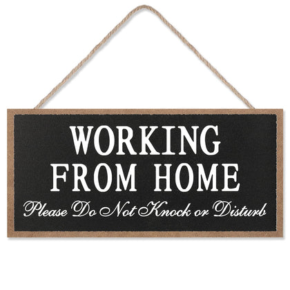 Maitys working from home sign on front door signals private workspace