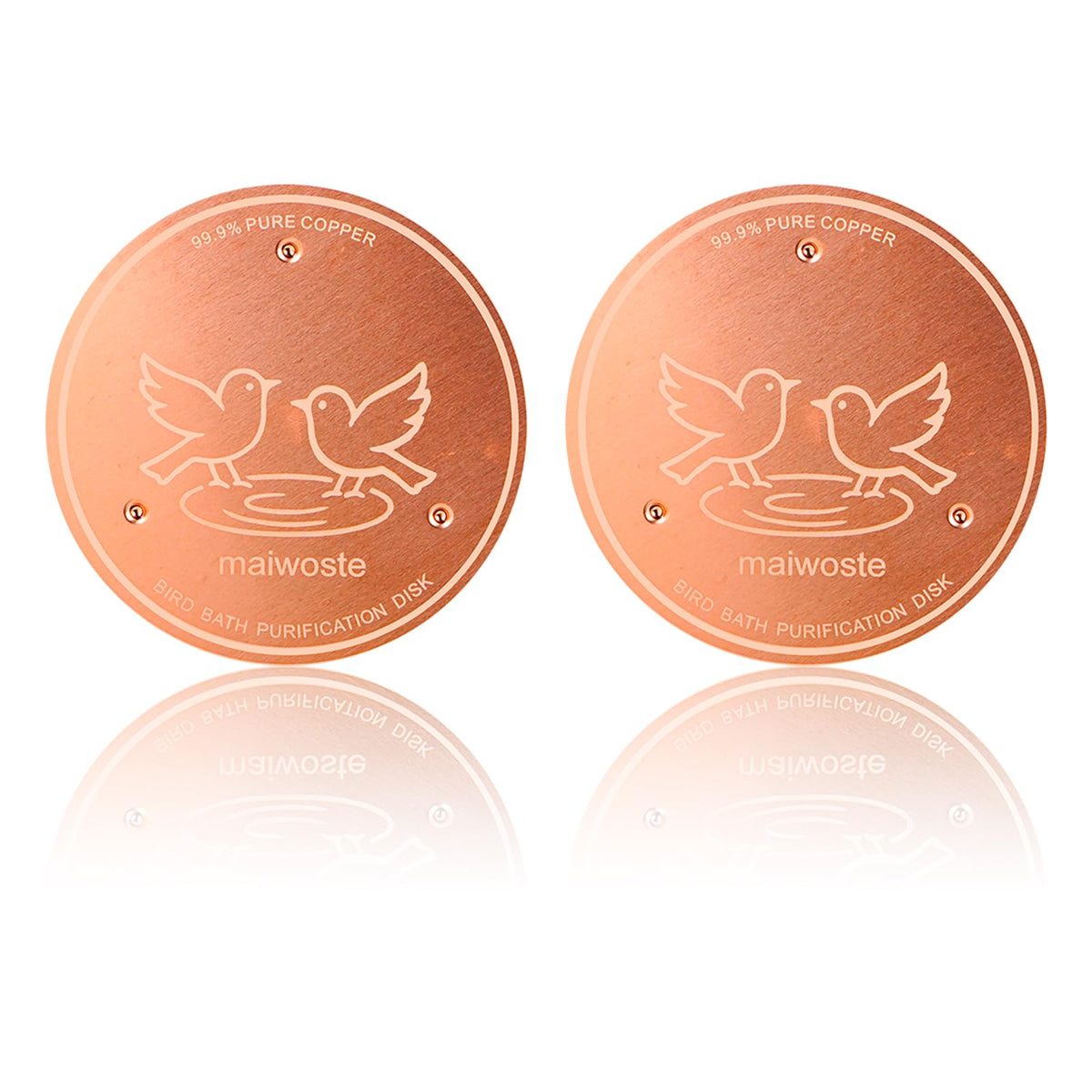 maiwoste Bird Bath Copper Disk 4in stabilizes the bowl for steady bird visits