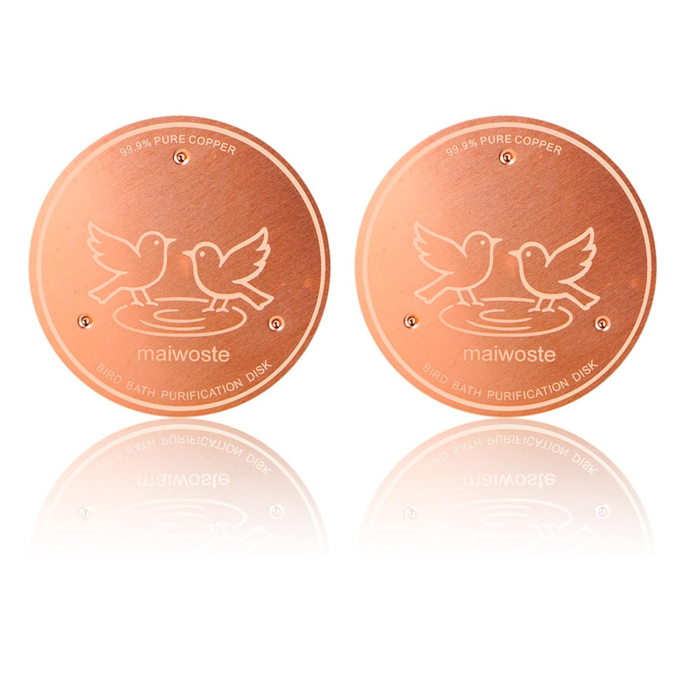 maiwoste Bird Bath Copper Disk 4in stabilizes the bowl for steady bird visits