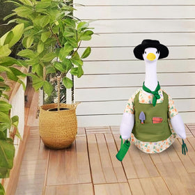 Maiwoste Gardener theme attire helps transform plain statues into charming focal points.