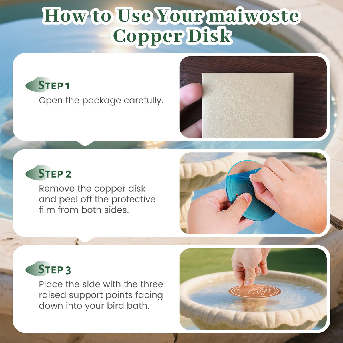 maiwoste Universal fit copper disk adapts to most bowls and fountains