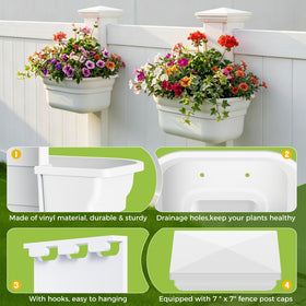 Maixinbuy planter blending with white PVC fence for a harmonious look.