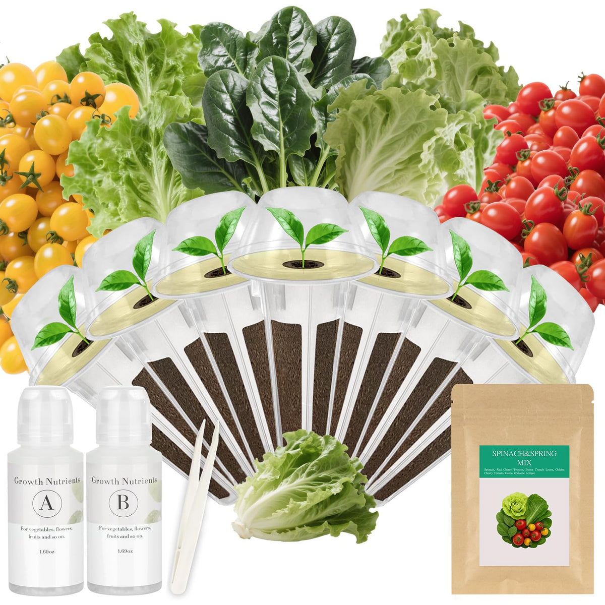 Majero spinach-spring-mix seed pod kit ready for hydroponics and home harvests.