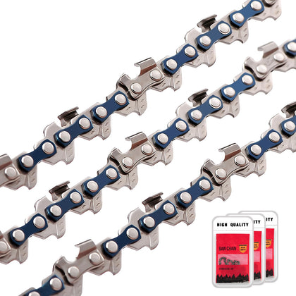 M.A.K 3-pack 10-inch chain with 56 drive links for smooth cuts.