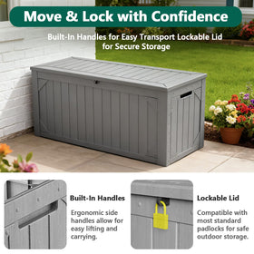 MAKE CHANGES outdoor storage box protecting cushions from rain