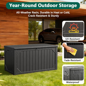 MAKE CHANGES 100 Gallon storage box on deck stores cushions and tools neatly.