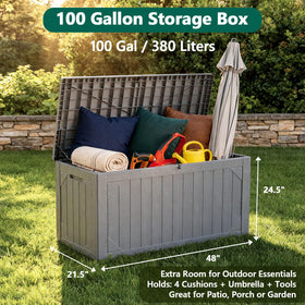 MAKE CHANGES box lid open with gas spring for smooth access to cushions and tools