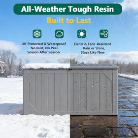 MAKE CHANGES lockable outdoor storage box keeps tools secure.