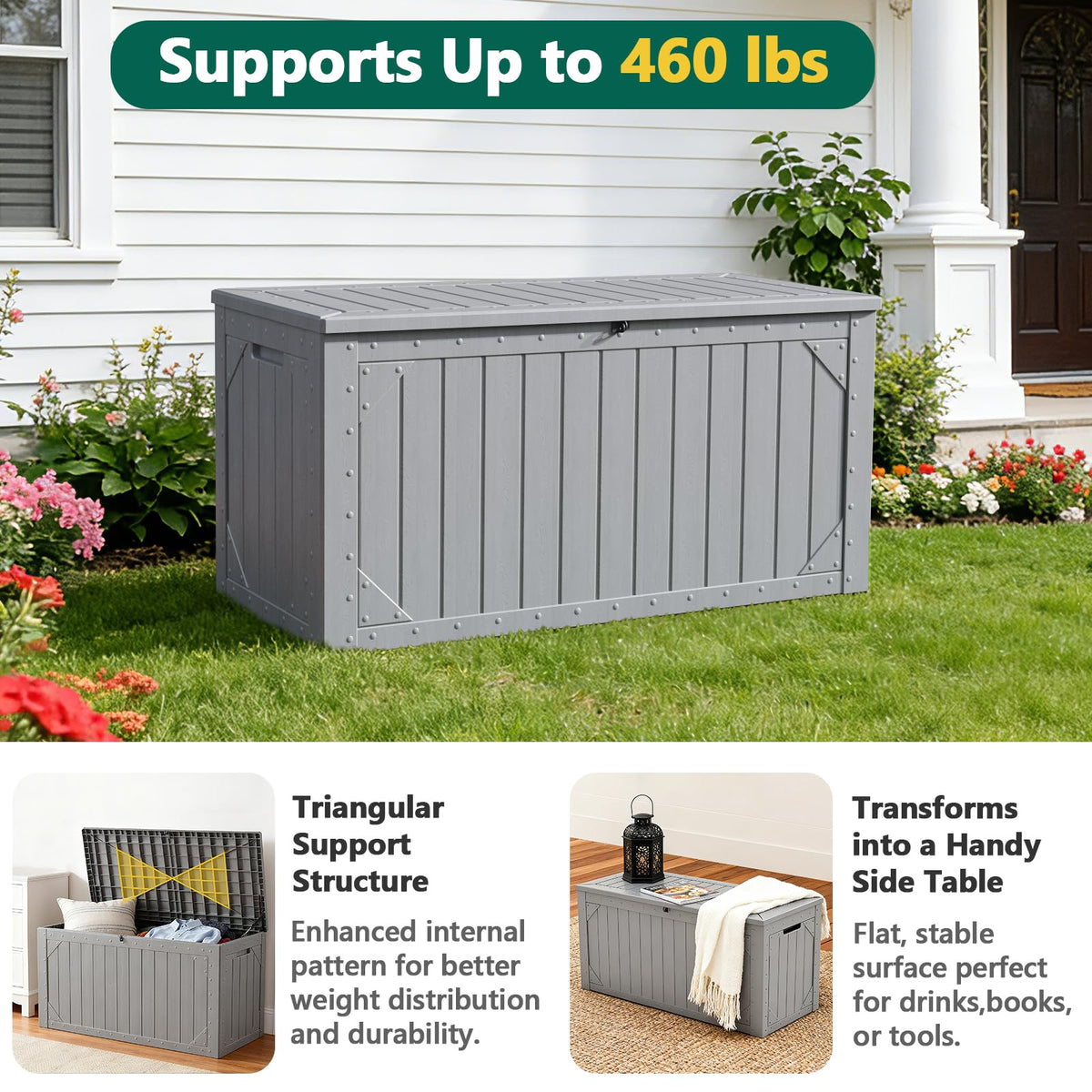 MAKE CHANGES sturdy lid supports up to 460 lbs for seating