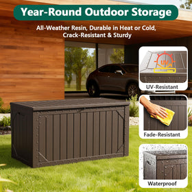 MAKE CHANGES 100 gallon storage box UV-protected resin resists fading for year-round use.