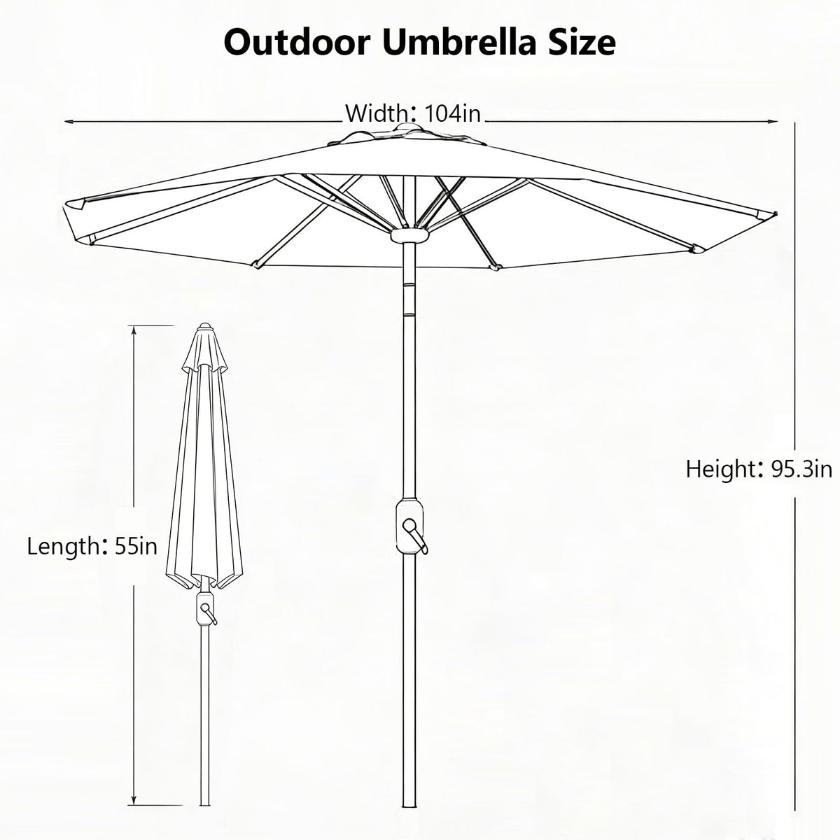 MAKE CHANGES 9FT umbrella demonstrates easy crank lift for shade adjustment