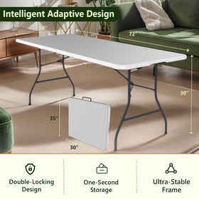Make Changes folding table with handle for easy transport and setup.