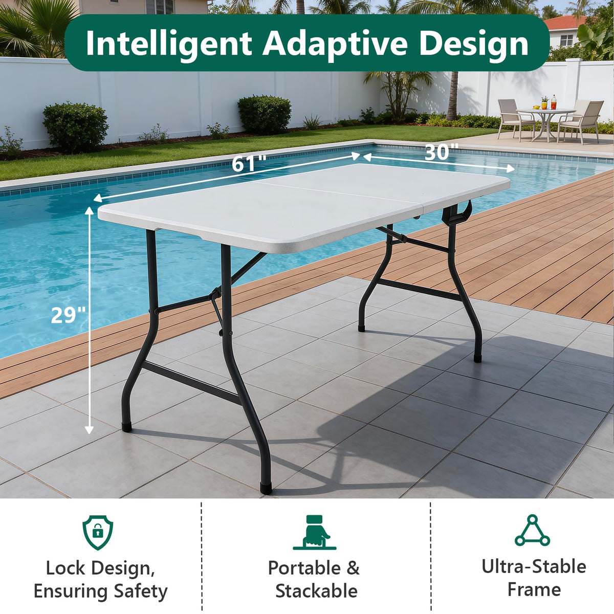 MAKE CHANGES heavy-duty top and legs provide stable support for gatherings.