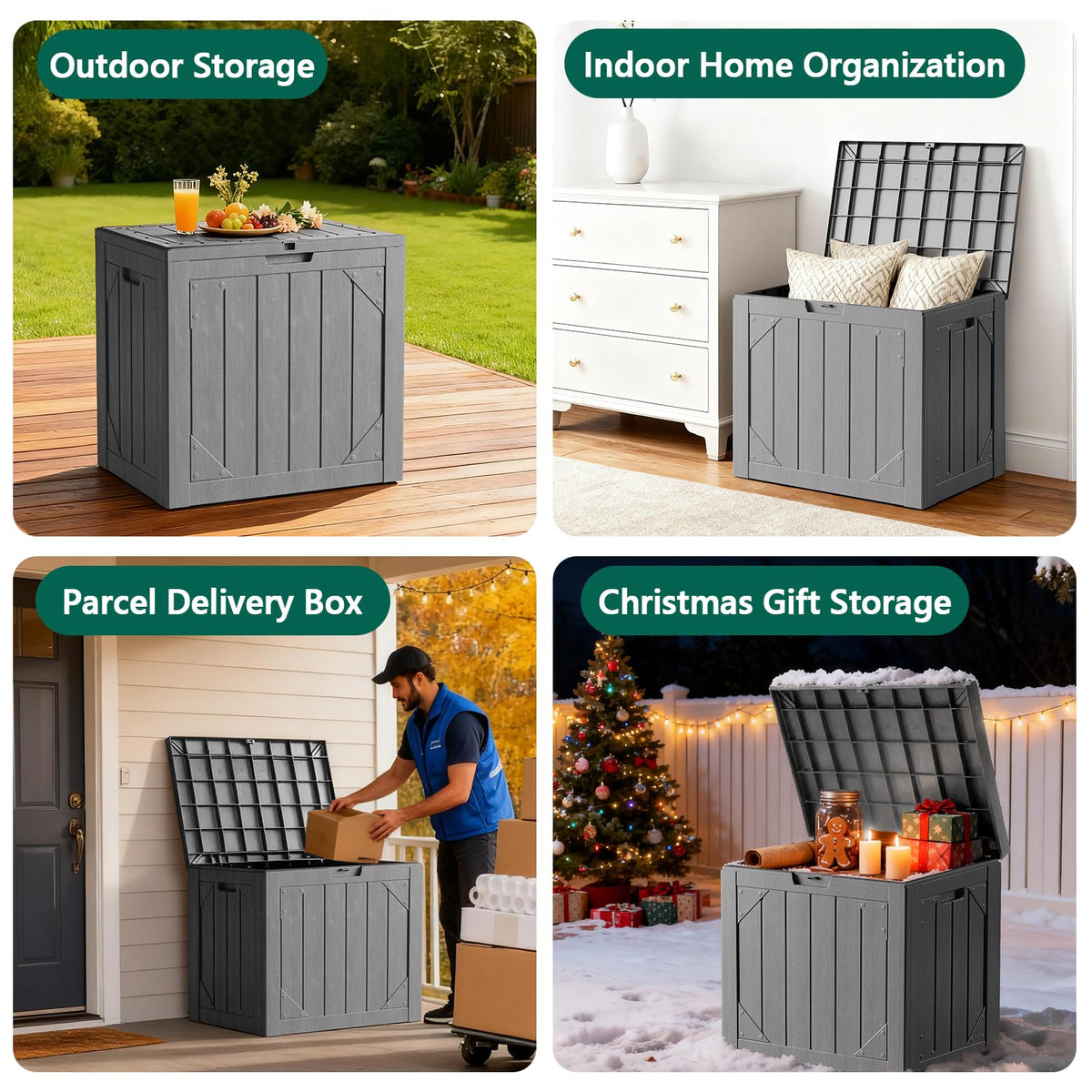 Make Changes Outdoor Storage Box in waterproof resin protects items from weather.