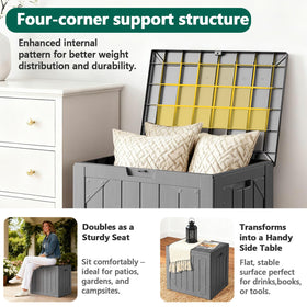 Make Changes Two deck boxes provide cushion and accessory storage.