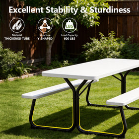 Make Changes Picnic Table backyard dining setup with family enjoying meals outdoors