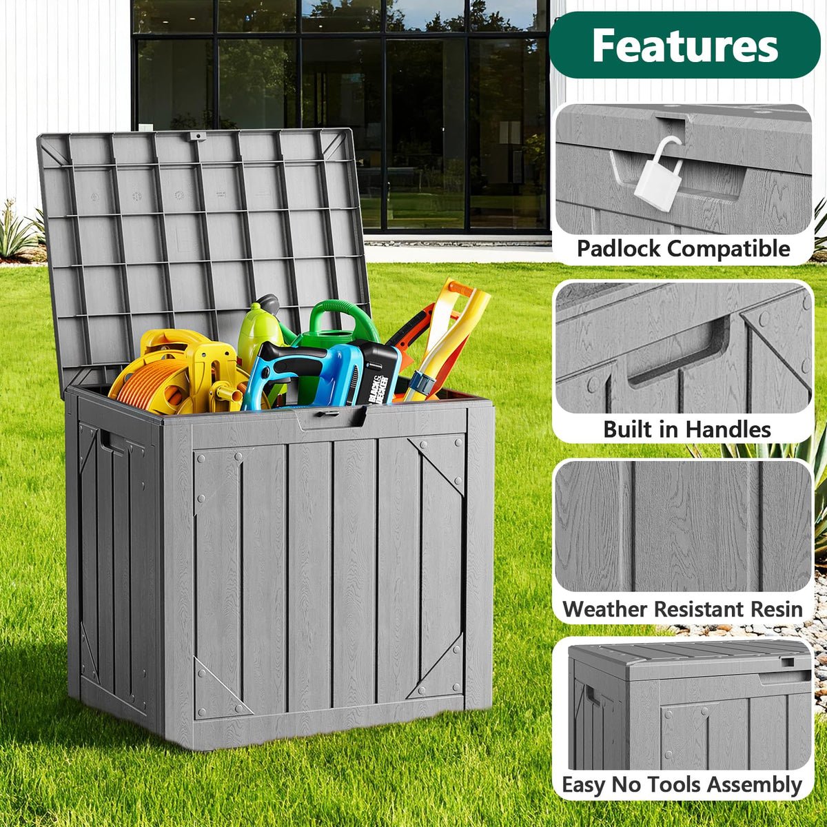 Make Changes Outdoor storage for pool toys and summer gear.