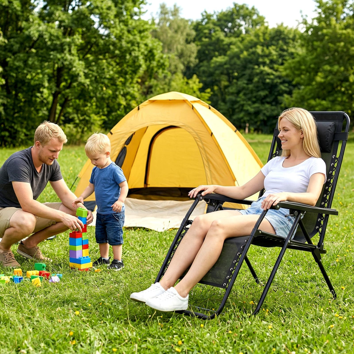 Make Changes portable chair folds flat for camping and travel