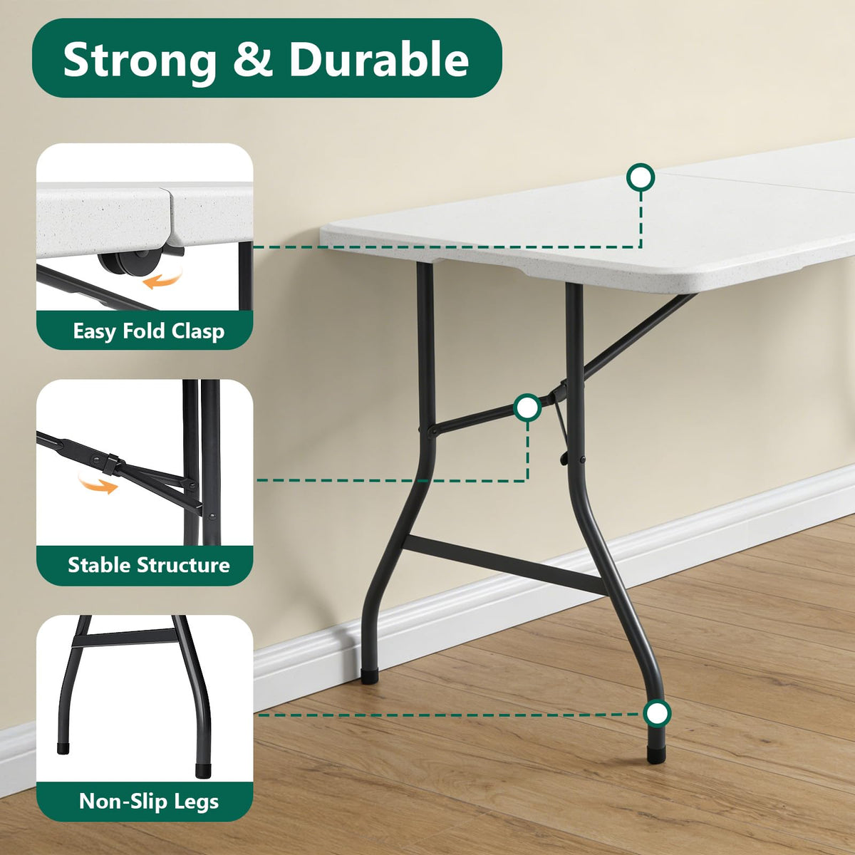 MAKE CHANGES portable fold-in-half design with carrying handle for quick transport.