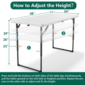 MAKE CHANGES portable picnic table during camping, quick setup and easy transport.