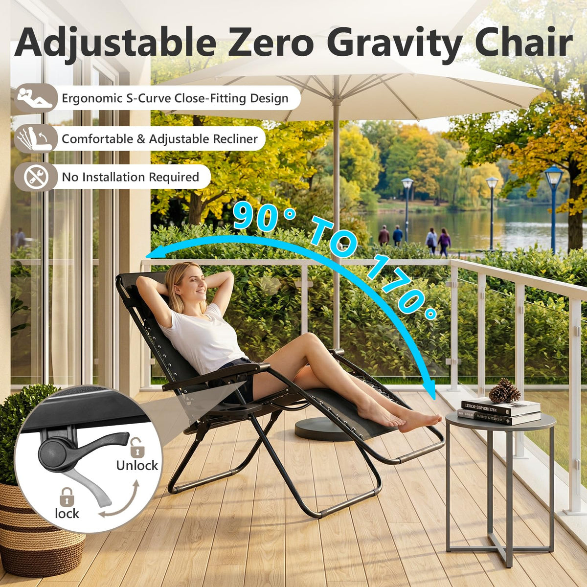 Make Changes wide 26-inch seat for comfortable lounging outdoors