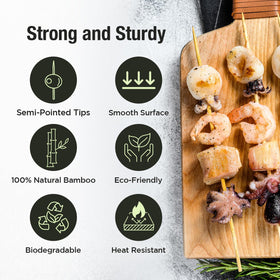 Makerstep 6-inch bamboo skewers ideal for bite-sized appetizers and cocktails.