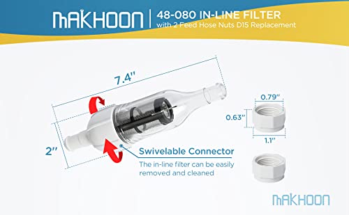 MAKHOON 48-080 inline filter close-up highlighting debris filtration