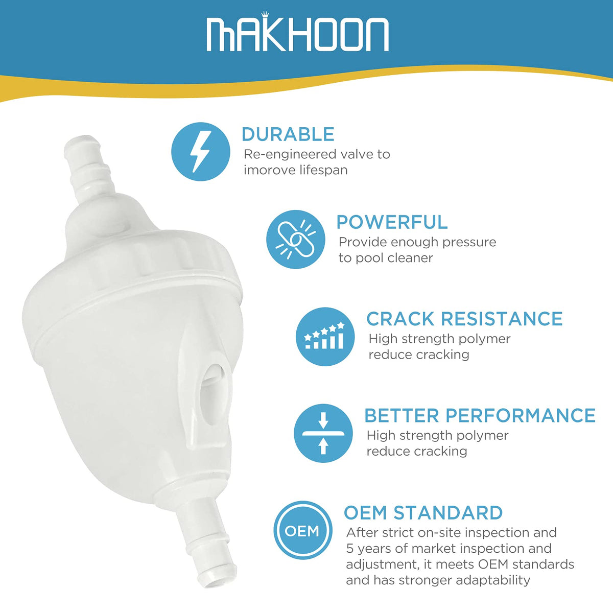 Makhoon warranty badge indicating manufacturer coverage for peace of mind.