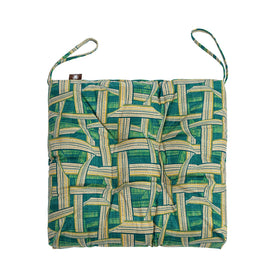 Makimoo cushion with ties secures to dining chairs
