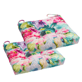 Makimoo watercolor-flowers 17x17 cushion set; durable 2-pack for patio dining