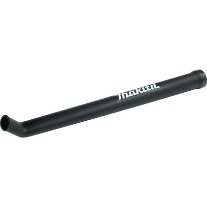 Makita long blower nozzle close-up showing extended reach for ground-level cleanup